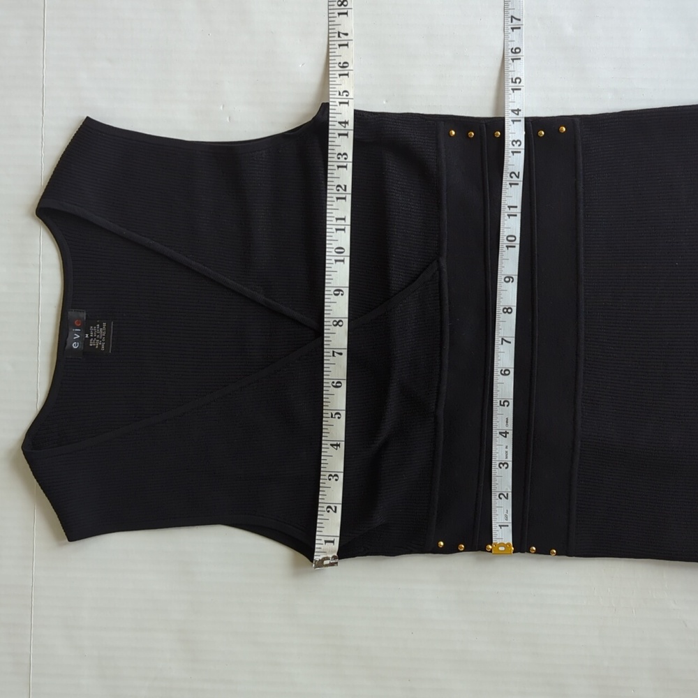 Evie Ribbed Knit Wrap Style Tank Top Embellished MEDIUM Black - Picture 12 of 14